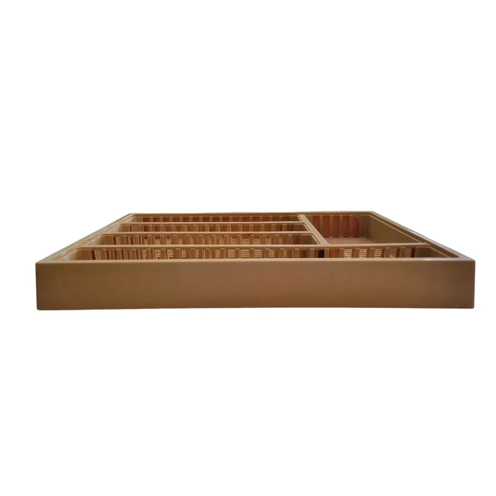Vintage Plastic Drawer Organizer Silverware Mustard Yellow Celluloid Weave Tray